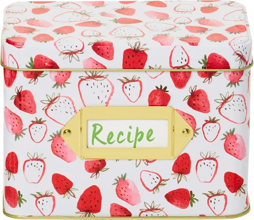Miniatura 4 de C.R. Gibson Juego de tarjetas de recetas y caja: caja de recetas de lata de estilo vintage con 40 tarjetas y 12 divisores, 4.2 x 6.6 pulgadas