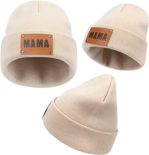 Miniatura 26 de Gorro para padres e hijos,Madre y bebé hija/hijo gorro de punto cálido de invierno,Gorro suave para niños