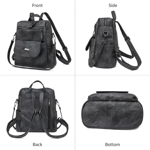 Miniatura 3 de Mochila para mujer, mochila de piel sintética, mochila antirrobo, mochila antirrobo de viaje, multiusos, ligera, impermeable, convertible, bolsa