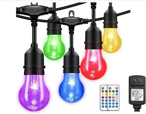 Miniatura 8 de Auroraworld Tira de luces RGB de 48 pies para exteriores, regulables, cambio de color, impermeable, luces LED para patio con control remoto