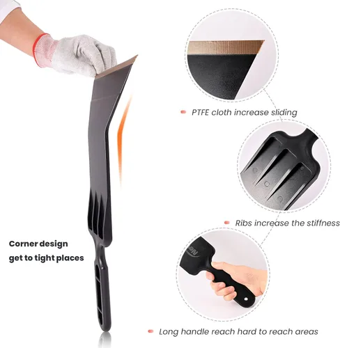 Miniatura 3 de NEWISHTOOL Herramientas de tinte de ventana, kit de rasqueta niveladora, raspador de paleta negra de boca ancha y fregador con almohadillas