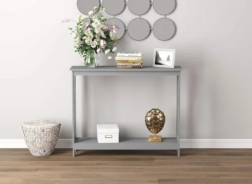 Miniatura 2 de Safdie & Co. - Mesa consola gris, mesa de entrada de 2 capas, mesas de consola para entrada, uso como mesa de entrada, mesa de sofá o muebles