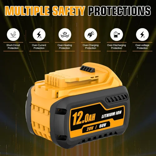 Miniatura 4 de Paquete de 2 baterías de alta capacidad de 12000 mAh y cargador DCB105 de repuesto para batería de iones de litio Dewalt 20V/60V MAX compatible