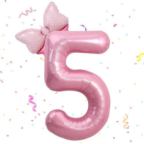 Miniatura 7 de HIBILDER 2 globos rosados del número 6 y mini lazo, decoraciones de fiesta de cumpleaños de 40 pulgadas, suministros de fiesta de sexto para niñas
