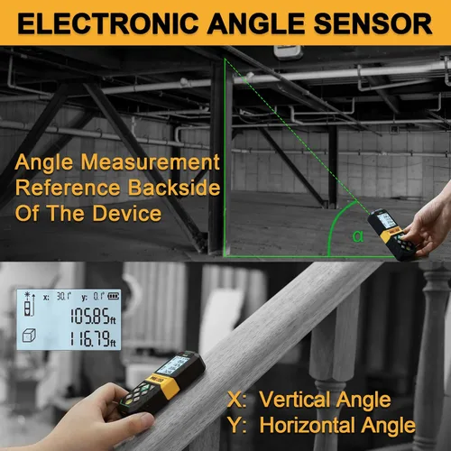 Miniatura 3 de PREXISO Medidor Láser Recargable, Herramienta de Medición Láser de Haz Verde de 265 Pies con Sensor de Ángulo y Almacenamiento de 30 Conjuntos