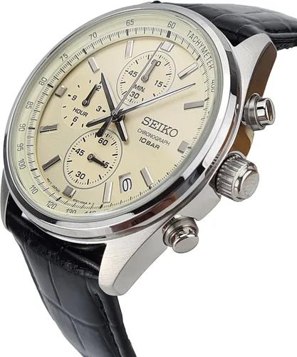 Miniatura 2 de Seiko Herren-Uhr Quarz Edelstahl mit Lederband