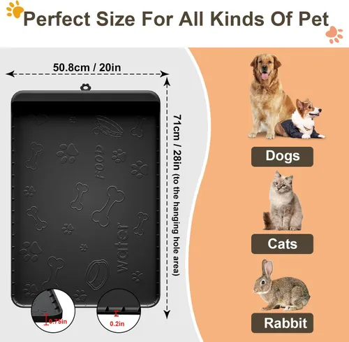 Miniatura 6 de Tapete para Comida de Perro - Tapete de Silicona para Perro para Comida y Agua - 28" x 20" Tapetes de Alimentación para Mascotas con Bolsillo