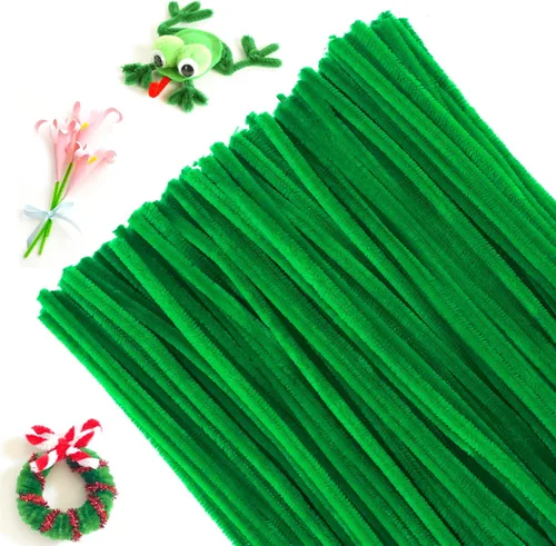 Miniatura 12 de jijAcraft 200 piezas de limpiadores de tubería rosa - Tallos de chenilla para manualidades con flores, 30 cm de tallos de chenilla para artesanías