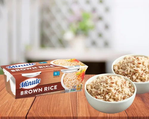Miniatura 7 de Paquete de arroz integral instantáneo. Incluye dos paquetes de 8.8 onzas de arroz integral minuto listo para servir. Cada uno tiene 2 tazas de arroz