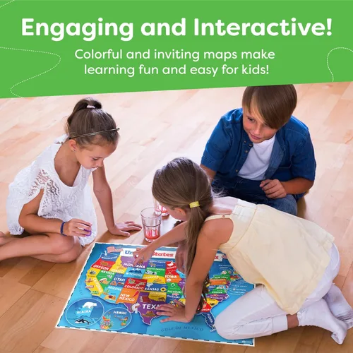 Miniatura 2 de Momo & Nashi Mapa de Estados Unidos para niños y mapas del mundo para niños, juego de 2 piezas – 24 x 16 pulgadas – Carteles impermeables para aula