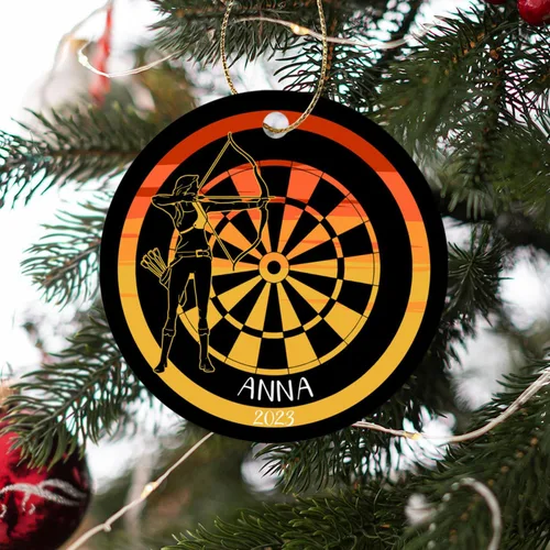 Miniatura 4 de Adorno personalizado de tiro con arco de Navidad 2025, adorno de Navidad con arco y flecha, regalo con nombre de arquero, año, adorno de jugador