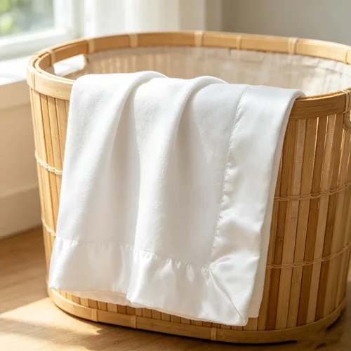 Miniatura 2 de American Baby Company Manta de forro polar (30 x 40 pulgadas) con ribete de satén similar a la seda, suave, cálida y acogedora, blanca, para niños