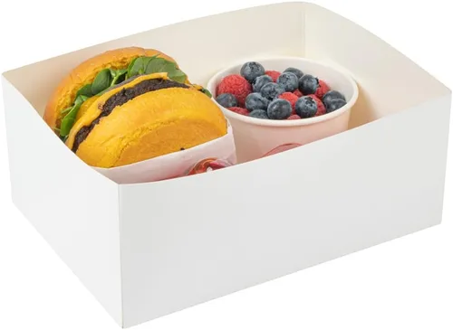 Miniatura 24 de Restaurantware Bio Tek - Bandejas de hamburguesas de 8.4 x 6 x 3.5 pulgadas, 100 bandejas de papel desechables para alimentos, bandejas de papel