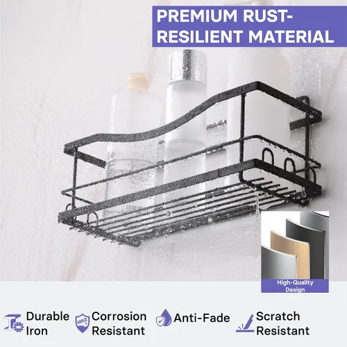 Miniatura 2 de KINCMAX Organizadores de Ducha de Hierro - Estantes de Baño Autoadhesivos para Duchas - Estante Organizador de Champú para Pared - Organizador