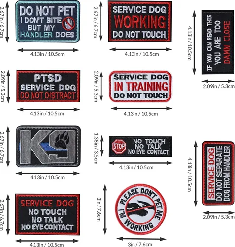 Miniatura 2 de 10 Piezas de Emblema de Servicio para Perros K9 "Por Favor No Me Acaricien" en Entrenamiento Sin Tocar Insignia Completa Bordada para Arnés