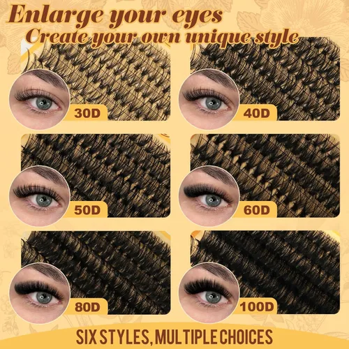 Miniatura 6 de QUEWEL 580 racimos de pestañas 30D+40D+50D+60D+80D+100D racimos de pestañas wispy de 10-18mm, pestañas individuales en racimo reutilizables