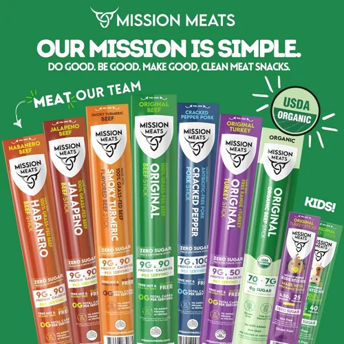 Miniatura 7 de Mission Meats - Snacks Keto sin azúcar, palitos de pavo de gama libre enteros 30 sin gluten, sin MSG, nitrato y nitrito, paleo, bocadillos