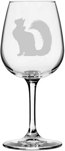 Miniatura 131 de Copa de vino de 12.75 onzas con temática de gato abisinio grabada para todo uso