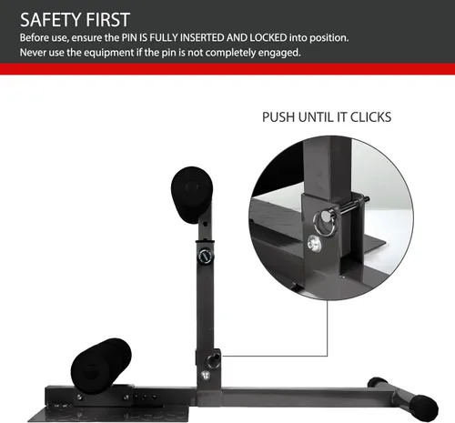 Miniatura 7 de INNOLIFE Sissy Squat Machine Adjustable Height, Protective Foam Thick Steel Fitness Home Gym Negro & rojo