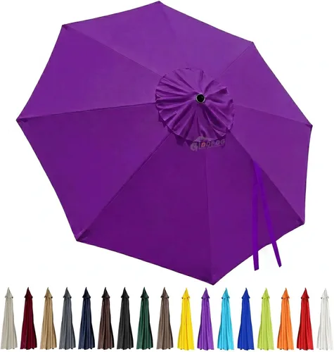 Miniatura 21 de Toldo de repuesto para sombrilla de patio de 10 pies, 8 varillas, impermeable y resistente a la decoloración, tela de poliéster gruesa para patio