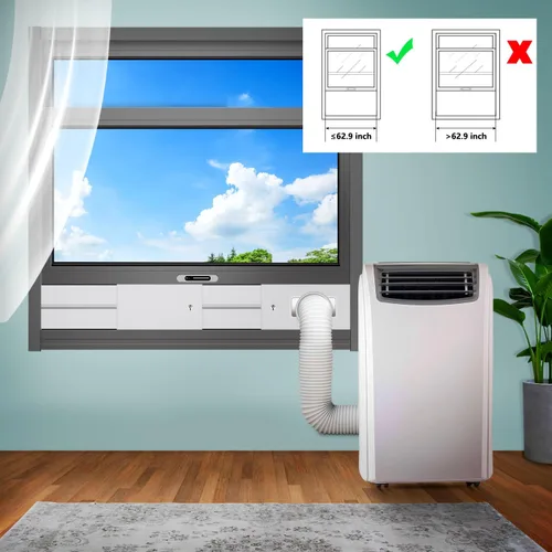 Miniatura 9 de Kit de ventilación portátil para ventana de CA con acoplador universal de 5.1/5.9 pulgadas, 26-63 pulgadas, ajustable con bloqueo de seguridad