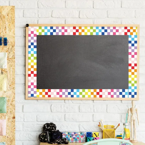 Miniatura 6 de Whaline Bordes de tablero de anuncios a cuadros de 32.8 pies, borde enrollado troquelado para decoración de pizarra de regreso a clases, oficina
