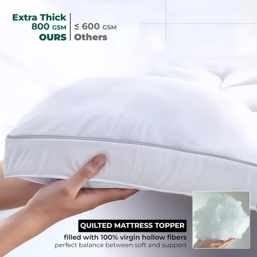 Miniatura 7 de Cubrecolchón refrescante extra grueso – Protector de colchón que reduce el dolor, protector acolchado suave, alternativa de relleno excesivo, parte