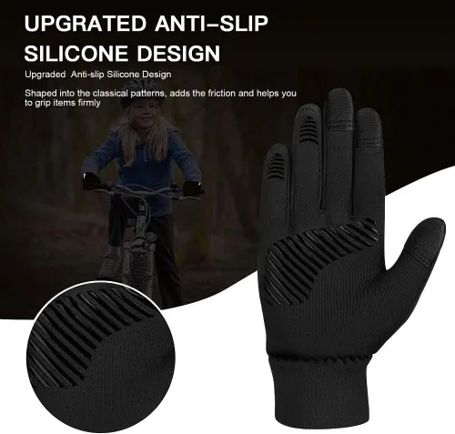 Miniatura 5 de Guantes de invierno para niños, con revestimiento impermeable y cálido, forro polar grueso, antideslizante, para niños y niñas de 3 a 15 años