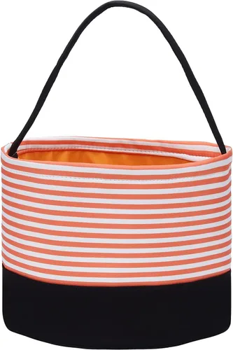 Cesta de dulces de Halloween, bolsas de dulce o truco, cubos de dulces de Halloween, bolsas de regalo de tela, fiestas de Halloween (rayas naranjas)