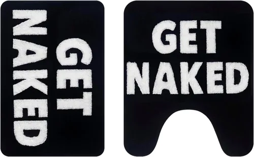 Miniatura 2 de Juego de alfombras de baño Get Naked – Alfombra de baño de microfibra y alfombra de contorno en forma de U, lavable a máquina, antideslizante