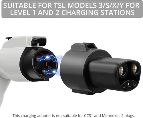 Miniatura 4 de Justech Adaptador de cargador J1772 a Tesla, adaptador de 80 amperios y 240 V para carga rápida Tesla compatible con Tesla Model 3/S/X/Y, negro
