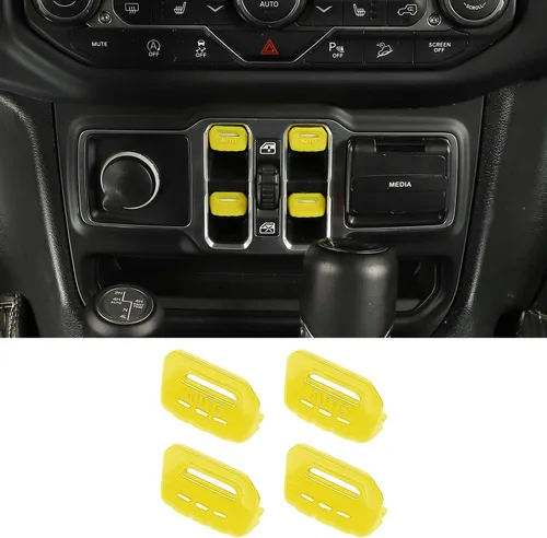 Miniatura 8 de Jimen Compatible con Jeep Wrangler JL JLU 2018-2023 y Jeep Gladiator JT 2020-2023, 4 piezas de cubierta de interruptor de botón de ventana