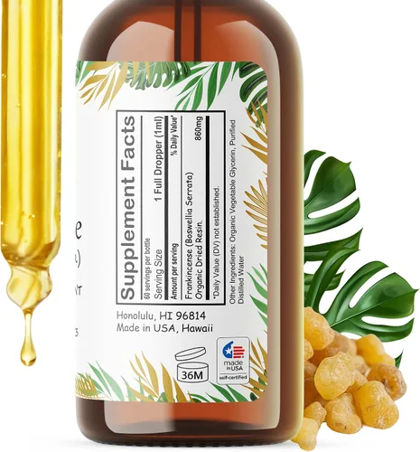 Miniatura 5 de Extracto líquido de incienso – Suplemento de bienestar a base de hierbas, tintura de resina seca Boswellia Serrata, sin alcohol, 2 onzas líquidas