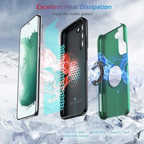 Miniatura 2 de Anqrp Funda Diseñada para Samsung Galaxy S22 Plus, Incorporada [Protección contra Caídas de 15 Pies][Disipación de Calor] Protección de Grado Verde