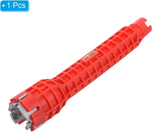 Miniatura 3 de PATIKIL Instalador de grifo y fregadero, llave multiusos 5 en 1, herramienta de fontanería para inodoro y lavabo, color rojo