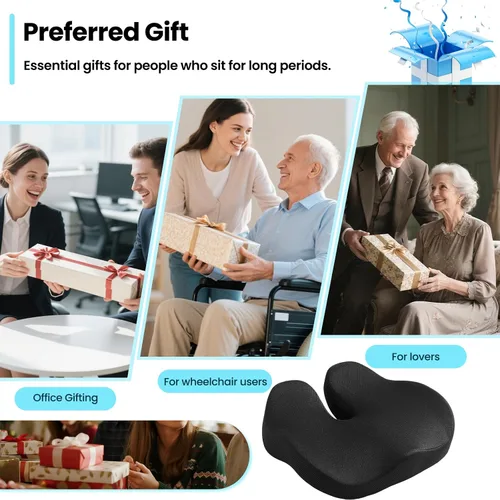 Miniatura 9 de CXC Cojín de asiento para aliviar el dolor de coxis, cojín de espuma viscoelástica para ciática y alivio de presión, almohadilla de asiento