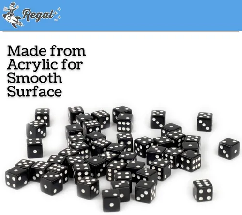 Miniatura 5 de Regal Games Juego de dados de 6 caras – Jugando negro 0.630 in – Dados cuadrados para aula o noche de juegos en familia – 1000 dados