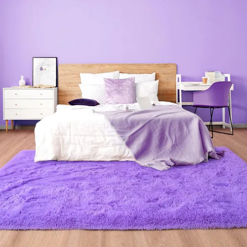 Miniatura 3 de Noahas Alfombras de Área Grandes y Esponjosas de 5x8 pies para Sala de Estar y Dormitorio, Alfombra Gruesa de Pelo Largo Beige y Blanca, Alfombra
