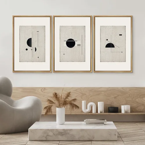 Miniatura 455 de SIGNWIN Lienzo enmarcado para pared, arte con pinceladas de flujo neutro en tonos beige abstractos, ilustraciones, arte moderno, decorativo