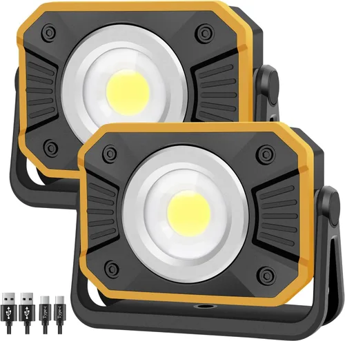 Miniatura 7 de sunzone Luz de trabajo LED recargable, foco de luz de inundación portátil 2 en 1 iluminación para sitio de trabajo con bases magnéticas, luz LED
