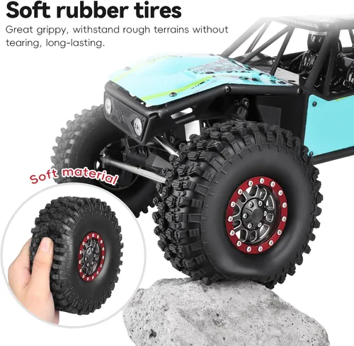 Miniatura 5 de RC Crawler 1.9 Beadlock Juego de ruedas y neumáticos para escala 1/10 Axial SCX10 TRX4 RC4WD Redcat Gen8 Gen7 Rock Crawling todo terreno Llantas
