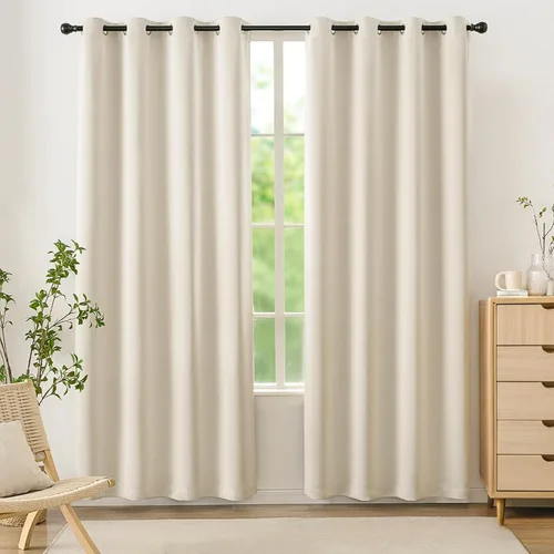 WUBODTI - Cortinas opacas 100% crema para dormitorio o sala de estar de 84 pulgadas de largo, 2 paneles, cortinas modernas de aislamiento térmico