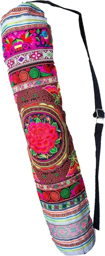 Miniatura 6 de CCcollections Bolsas de esterilla de yoga y pilates – Correa de transporte ajustable bordada, bolsa de yoga única bohemia
