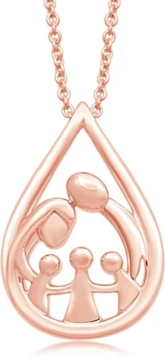 Miniatura 37 de Jewelili - Collar con colgante de plata de ley o oro rosa o amarillo sobre plata, cadena de eslabones de 18 pulgadas