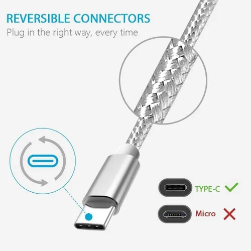 Miniatura 6 de [Paquete de 2, 3.3 pies] Cable USB C de carga rápida USB A a tipo C, cable de carga trenzado para Samsung Galaxy A13 A03s A32 A52 A53, S22 S9 S10E