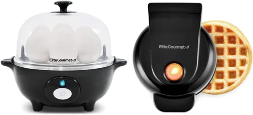 Elite Gourmet EGC-007B # - Olla rápida para huevos, 7 huevos, duros, medianos, suaves, escalfador, máquina de tortillas, apagado automático +