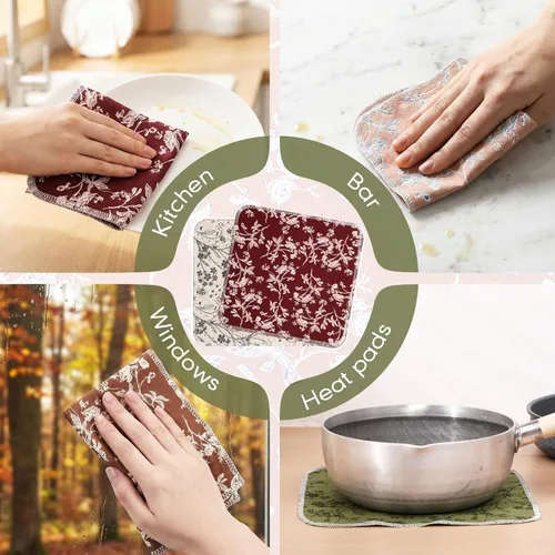 Miniatura 5 de Redbaker 50 piezas de toallas de papel reutilizables, paños de cocina sin papel, paños de algodón lavables, toallas de papel absorbente