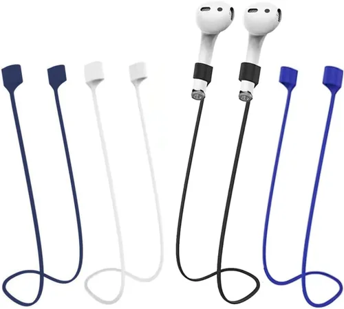 BUISAMG AirPods Magnetic Anti-lost Shoulder Strap, Soft Silicone Sport Lanyard, Neck Cord Cord for Headphones, 4-Pack