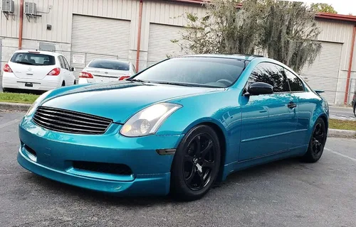 Miniatura 9 de iJDMTOY Kit de montaje de luz de marcador lateral de guardabarros delanteros LED ámbar ahumado oscuro compatible con Infiniti G35 Coupe 2003-2007