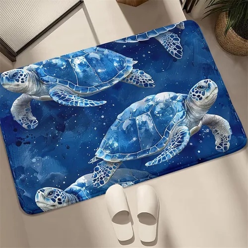 Miniatura 5 de Alfombra de tortuga marina con estampado de animales marinos y animales marinos, alfombra con estampado de tortugas marinas, para niños y niñas